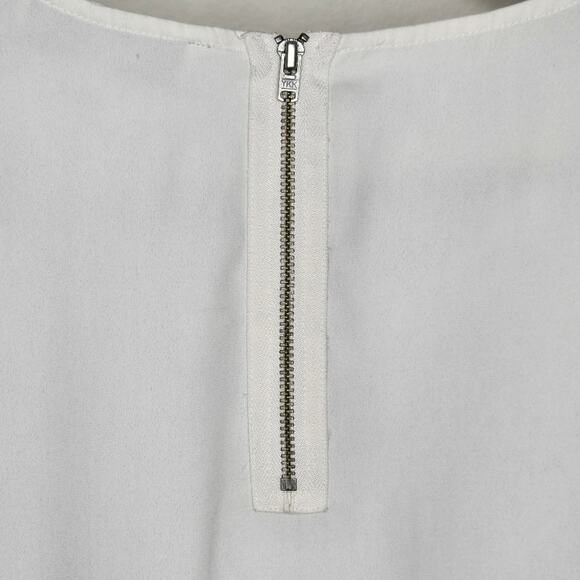 LOFT Cream & Gray Mixed Media Knit Front Panel Long Sleeve Blouse Size Small - Picture 7 of 10